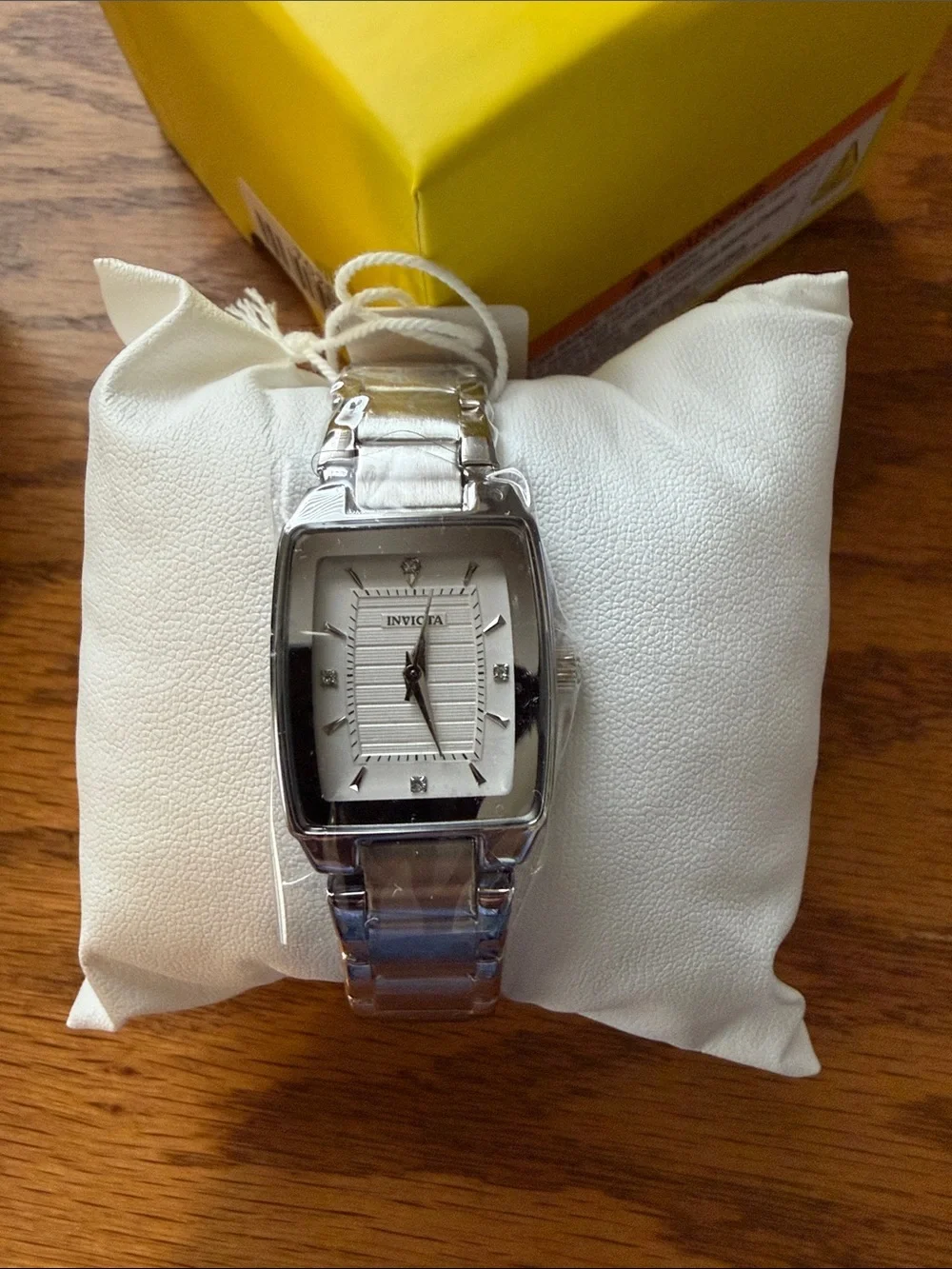 Invicta Silver Stainless Steel Women’s Watch with Rectangular Dial